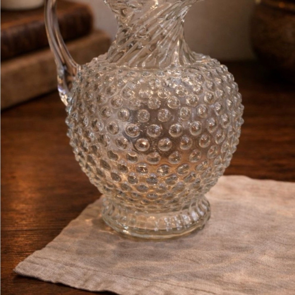 Elegant Hobnail Glass Pitcher